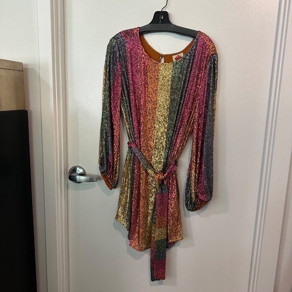 FARM RIO Rainbow Sequin Mini Dress - Picture 7 of 8